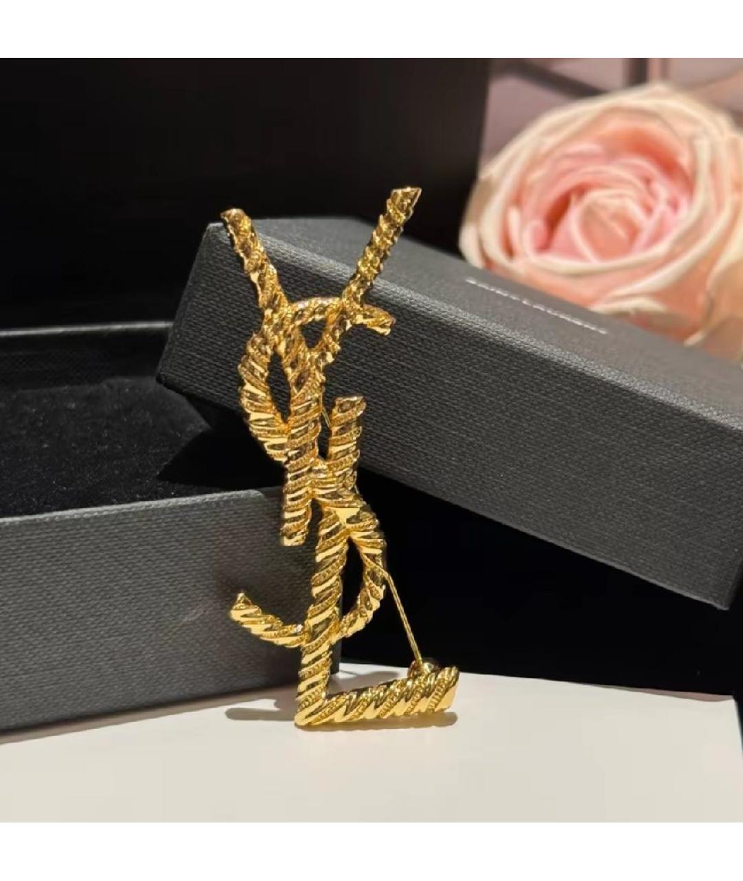 SAINT LAURENT Золотая брошь, фото 5