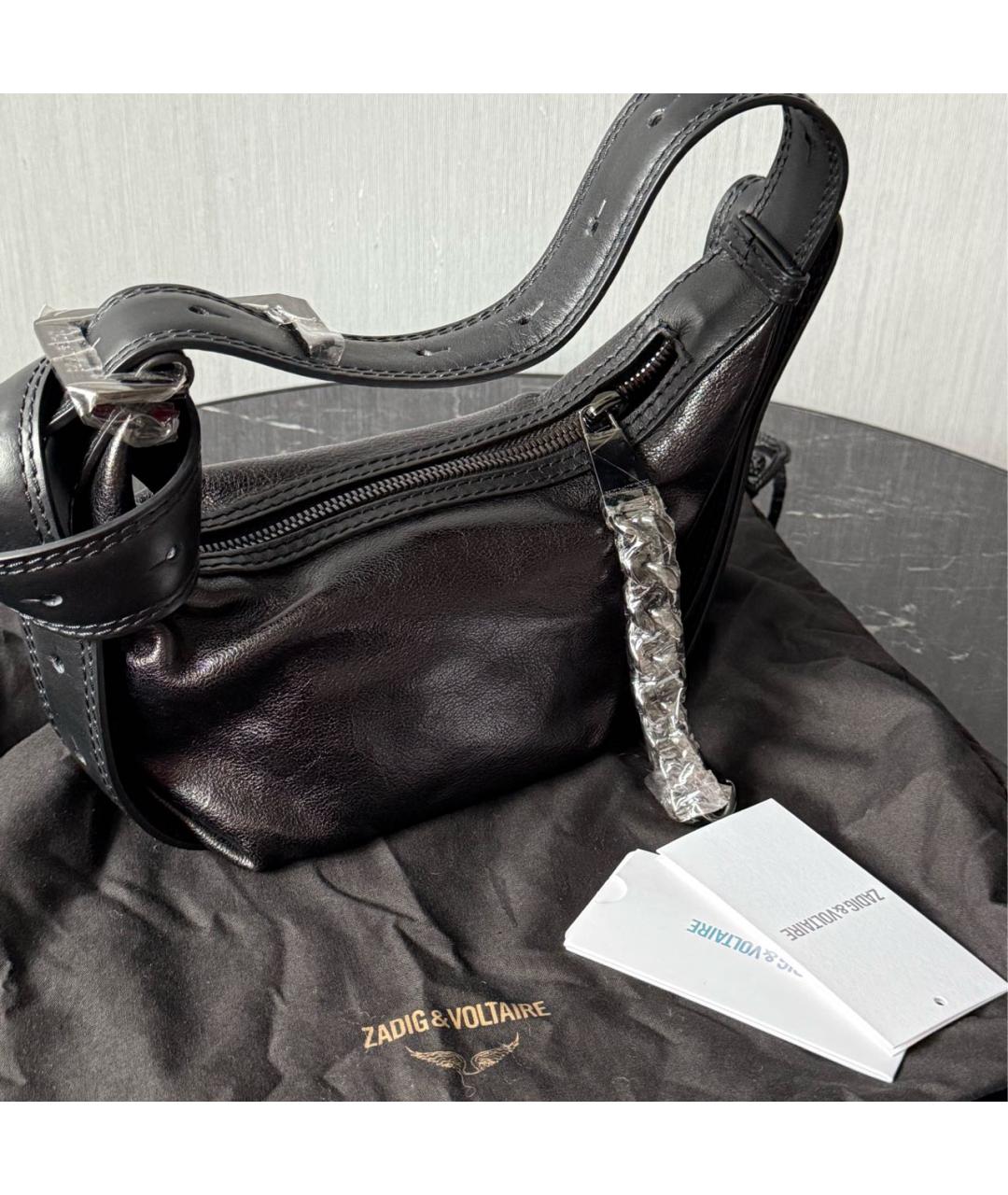 ZADIG & VOLTAIRE Черная кожаная сумка с короткими ручками, фото 3