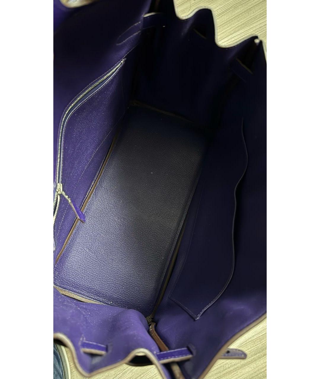 HERMES Фиолетовая кожаная сумка тоут, фото 7
