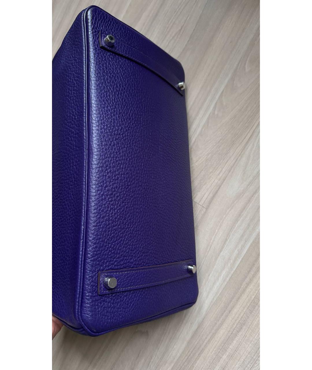 HERMES Фиолетовая кожаная сумка тоут, фото 8