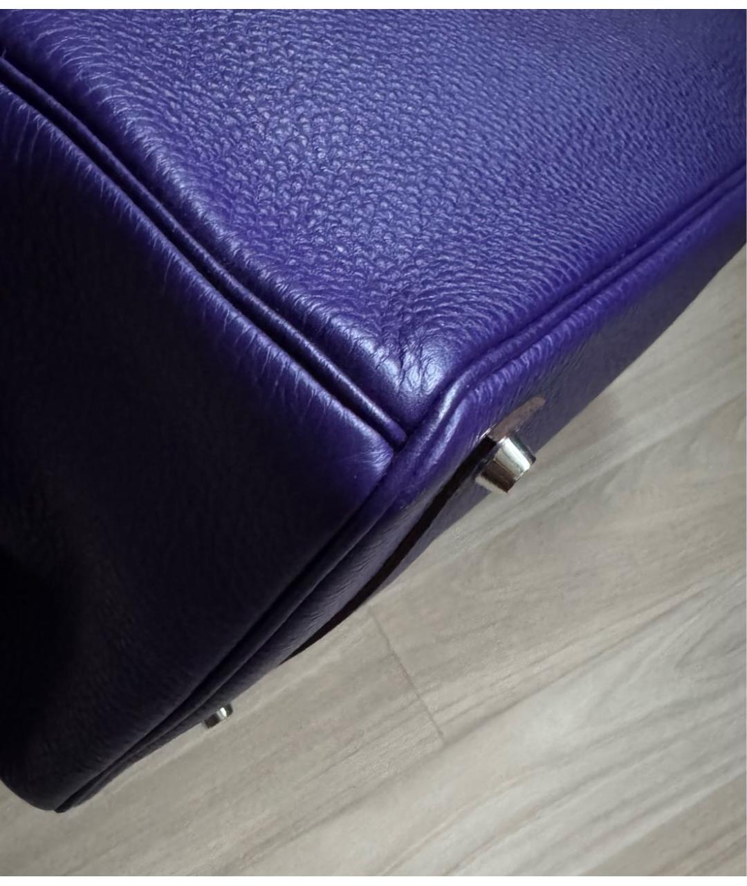 HERMES Фиолетовая кожаная сумка тоут, фото 6