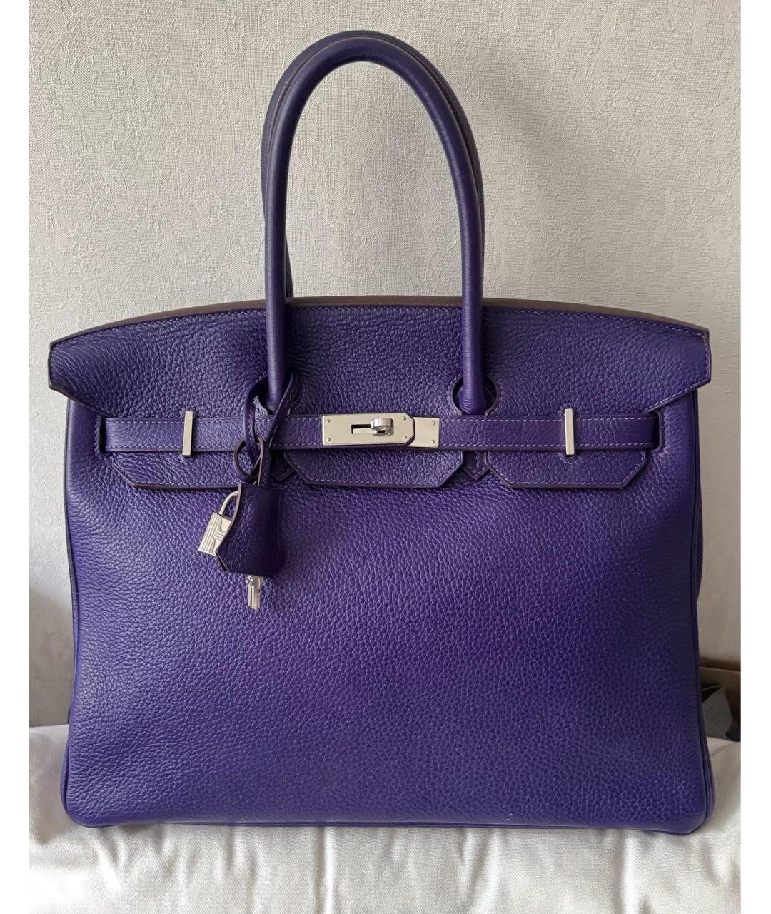 HERMES Фиолетовая кожаная сумка тоут, фото 9