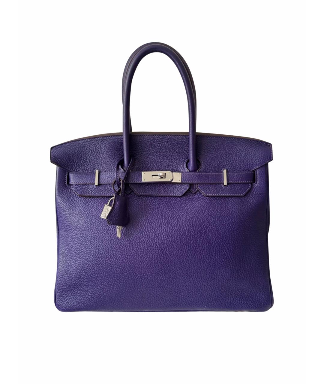 HERMES Фиолетовая кожаная сумка тоут, фото 1