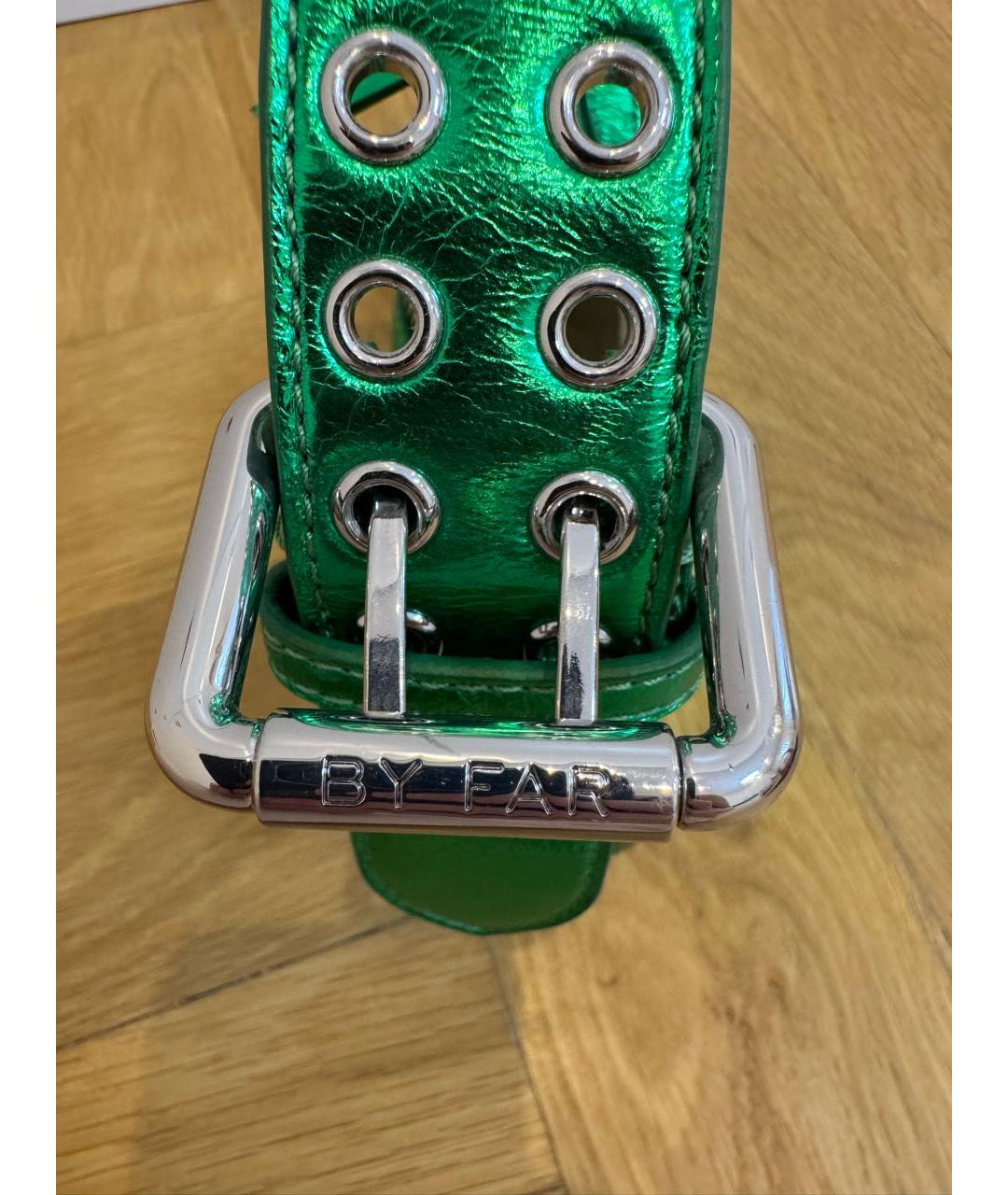 BY FAR Зеленая кожаная сумка с короткими ручками, фото 5