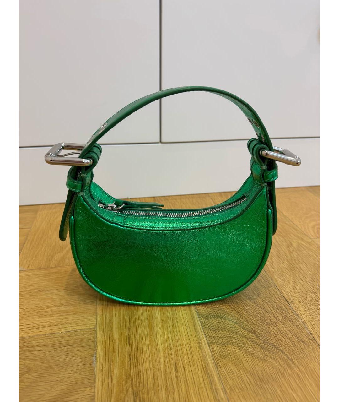 BY FAR Зеленая кожаная сумка с короткими ручками, фото 3