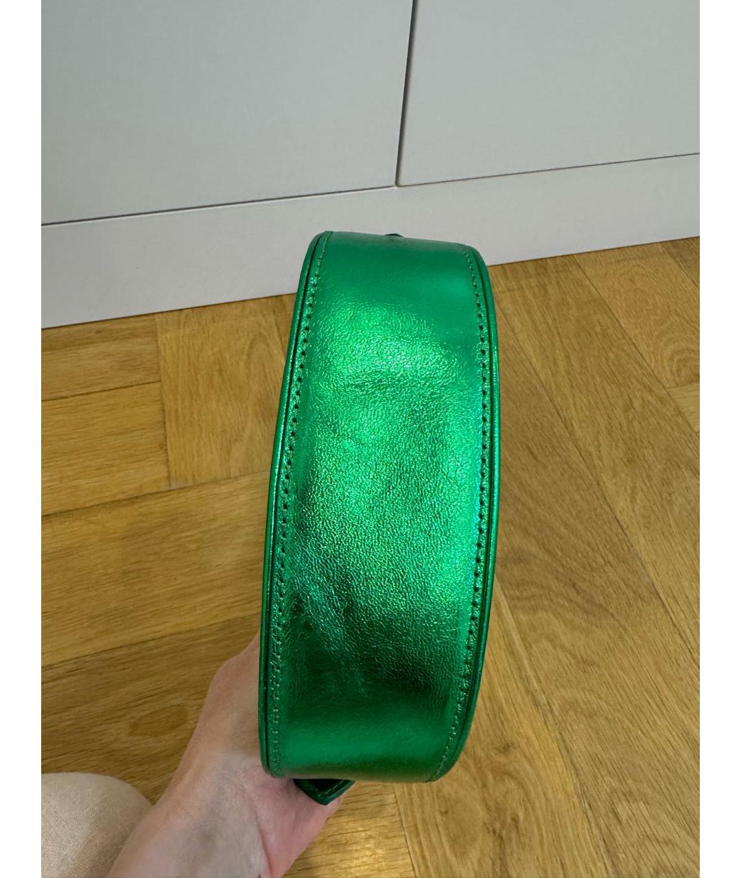 BY FAR Зеленая кожаная сумка с короткими ручками, фото 6