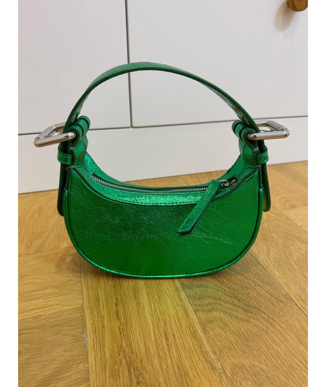 BY FAR Зеленая кожаная сумка с короткими ручками, фото 7