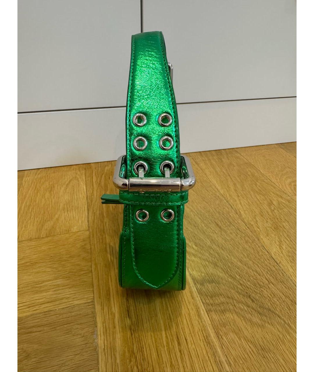 BY FAR Зеленая кожаная сумка с короткими ручками, фото 2