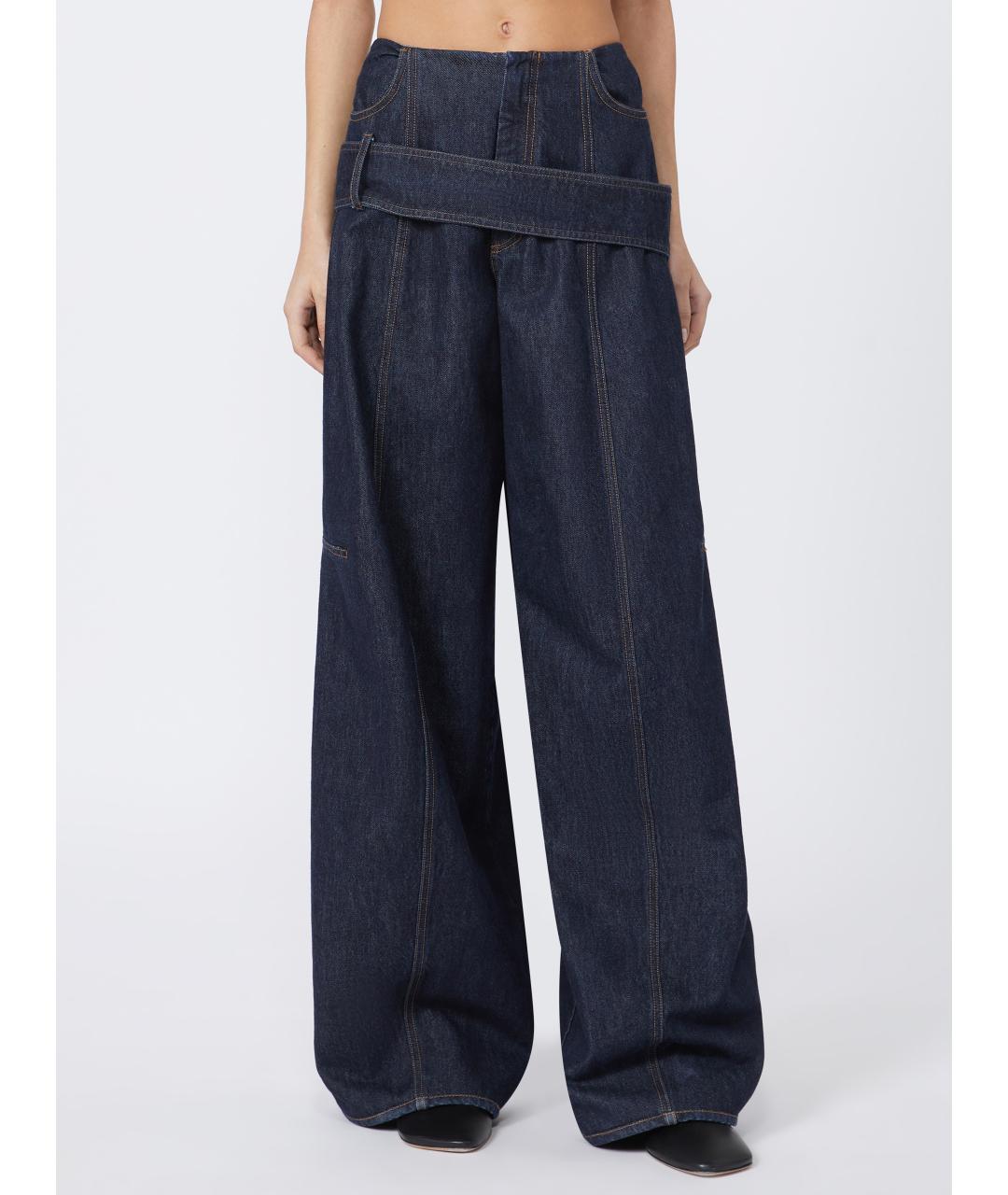 SPORTMAX Синие хлопковые прямые джинсы, фото 3