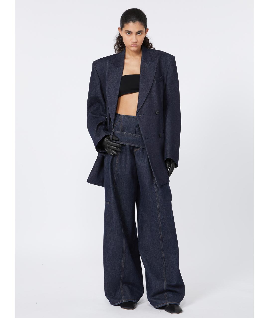 SPORTMAX Синие хлопковые прямые джинсы, фото 2