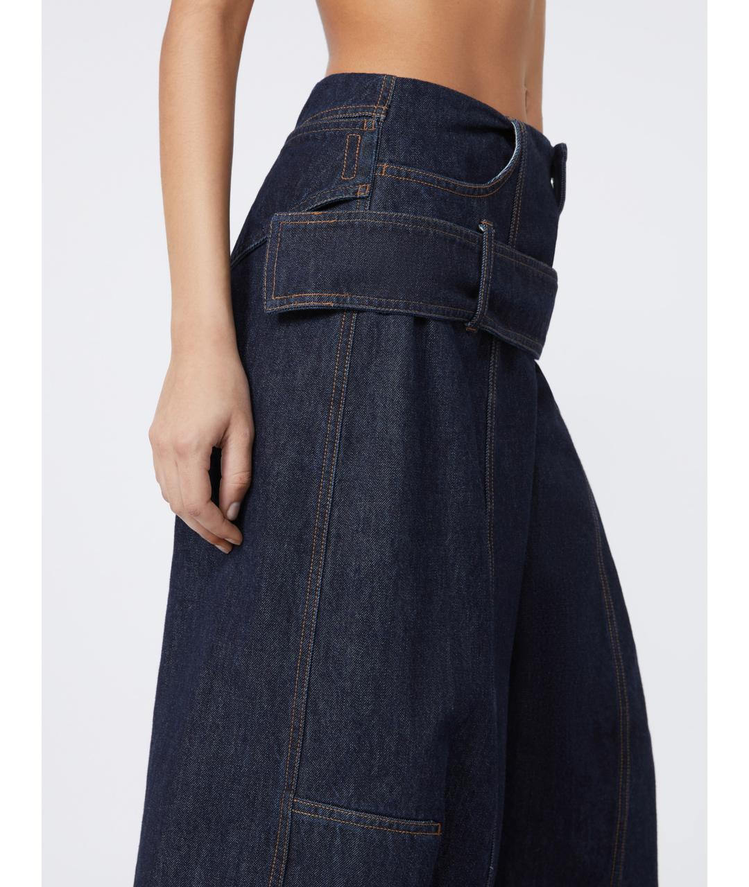 SPORTMAX Синие хлопковые прямые джинсы, фото 5