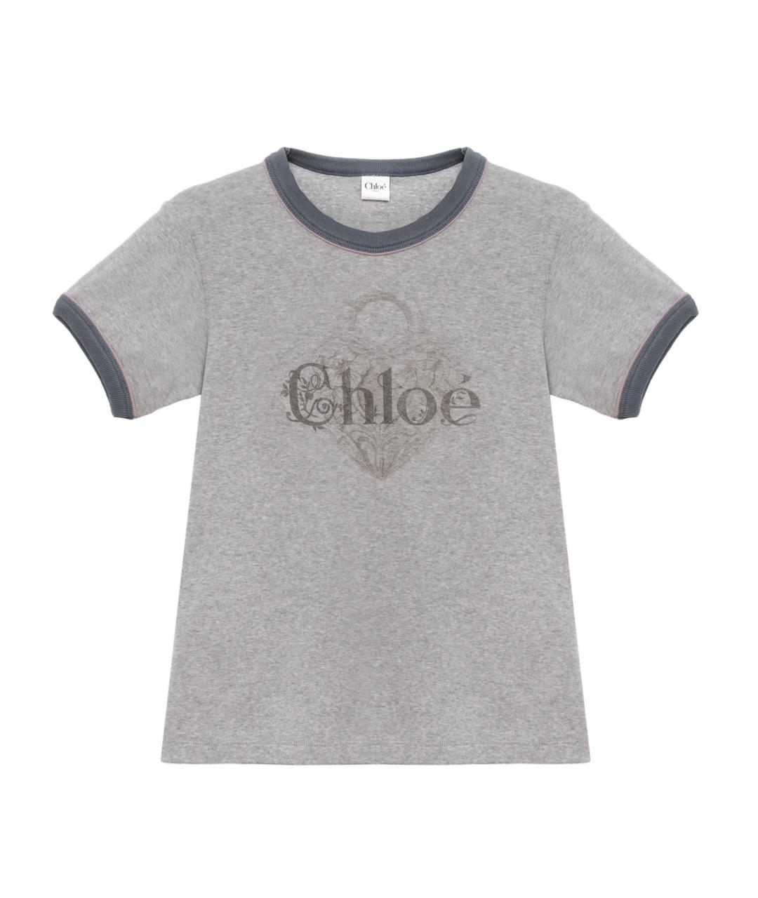 CHLOE Серая хлопковая футболка, фото 1