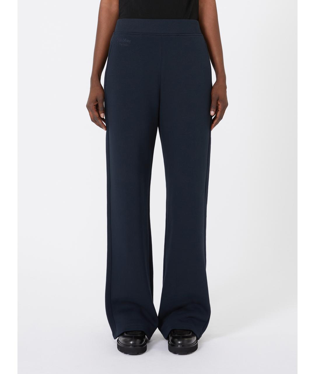 'S MAX MARA Темно-синие хлопковые прямые брюки, фото 3