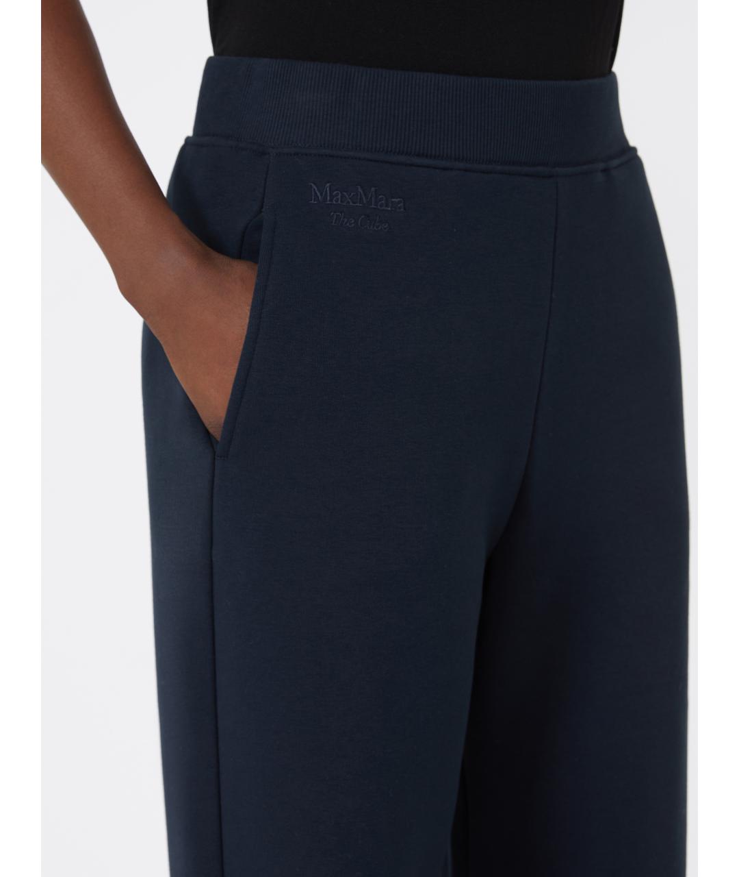'S MAX MARA Темно-синие хлопковые прямые брюки, фото 5