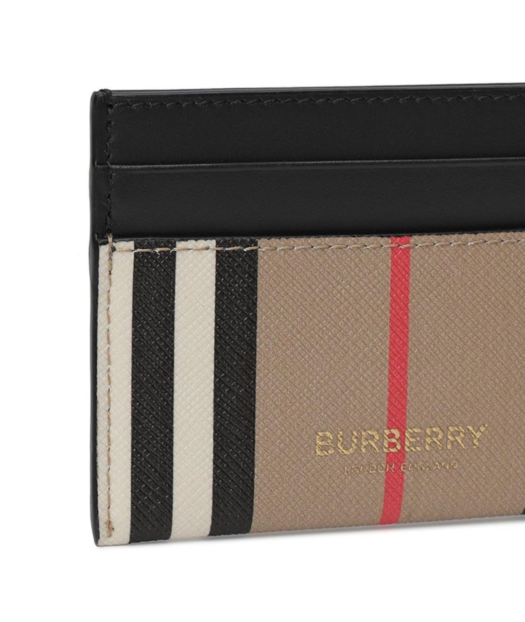 BURBERRY Бежевый кожаный кардхолдер, фото 4