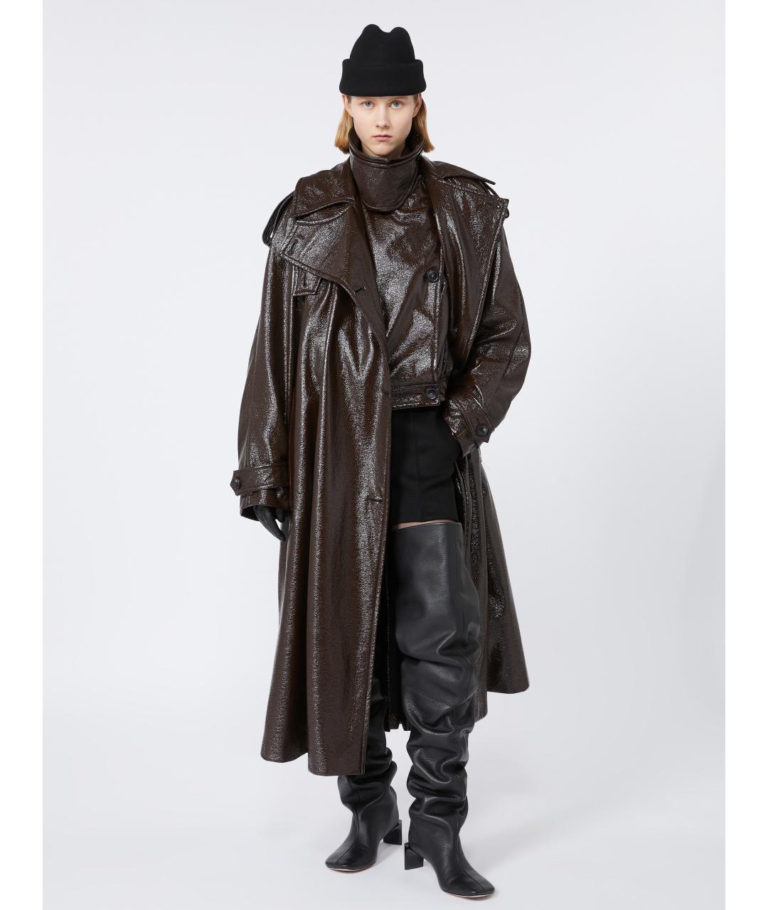 SPORTMAX Коричневый хлопковый тренч/плащ, фото 2