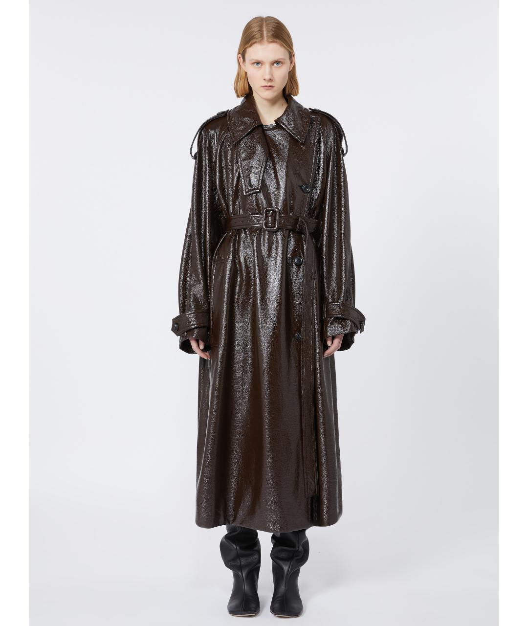 SPORTMAX Коричневый хлопковый тренч/плащ, фото 3