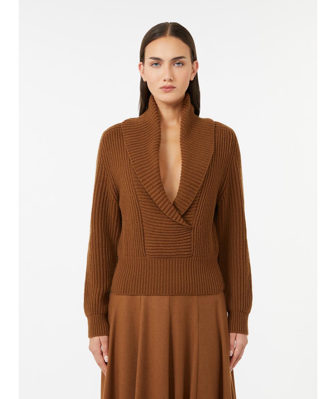 MAX MARA Коричневый шерстяной джемпер / свитер, фото 3