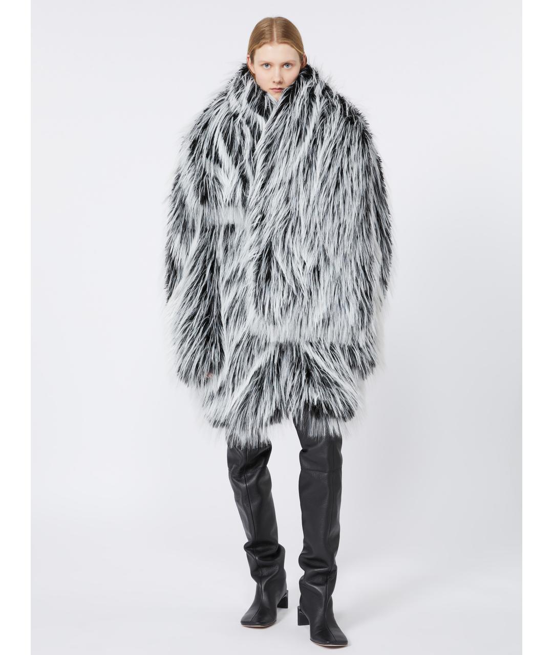 SPORTMAX Серая полиэстеровая шуба, фото 2