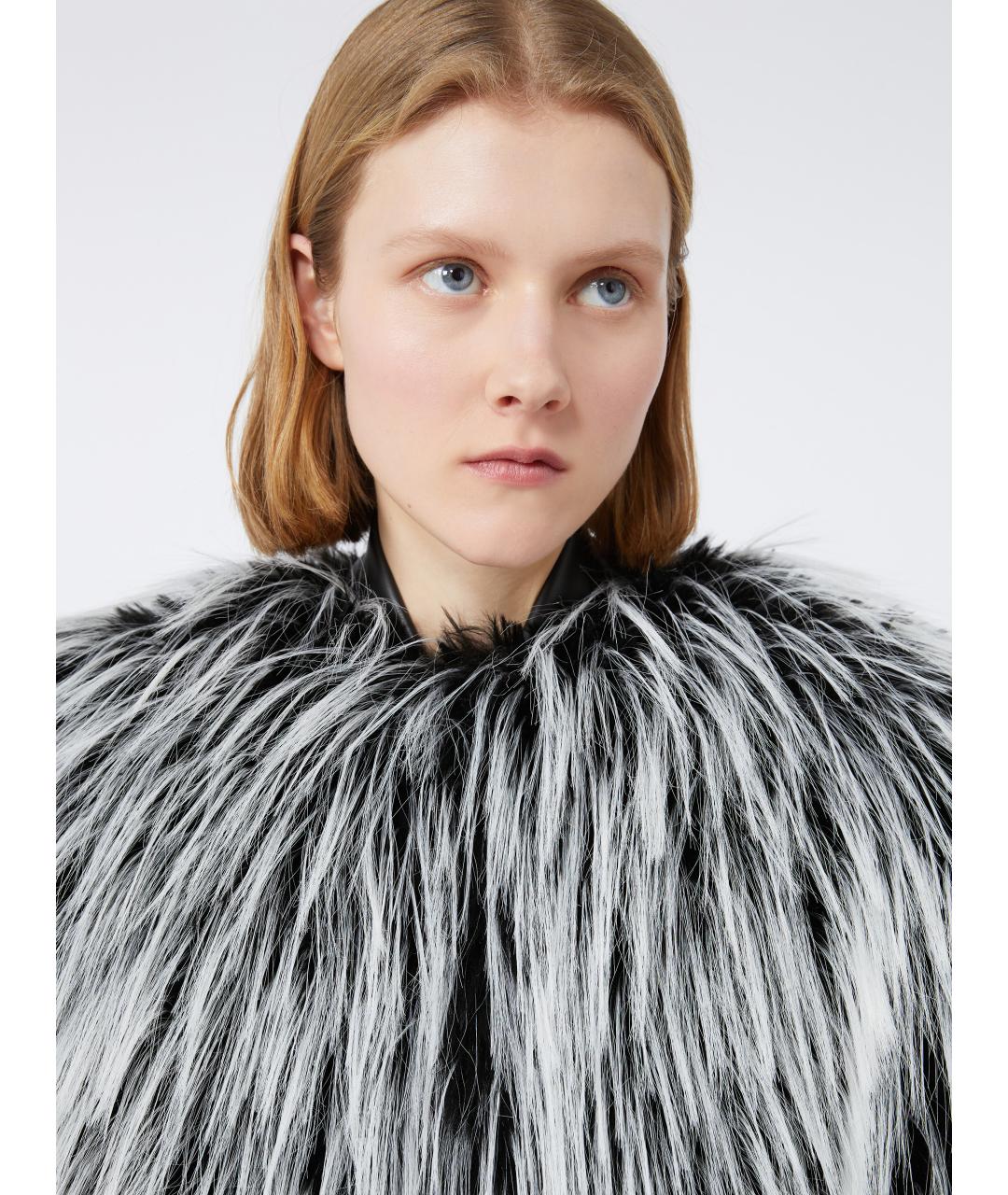 SPORTMAX Серая полиэстеровая шуба, фото 5