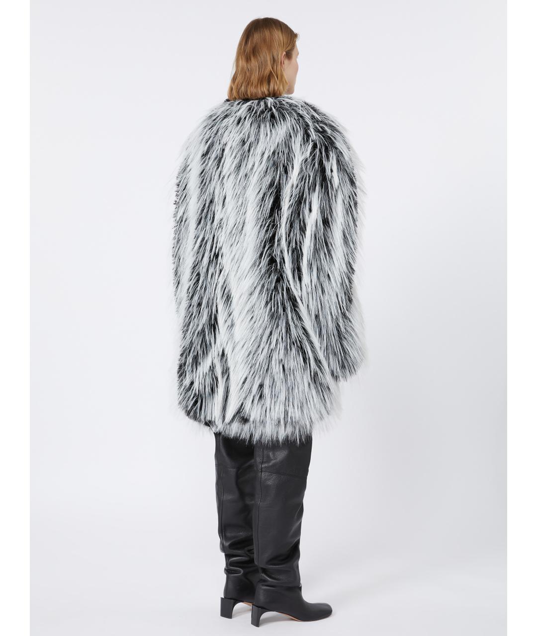 SPORTMAX Серая полиэстеровая шуба, фото 4