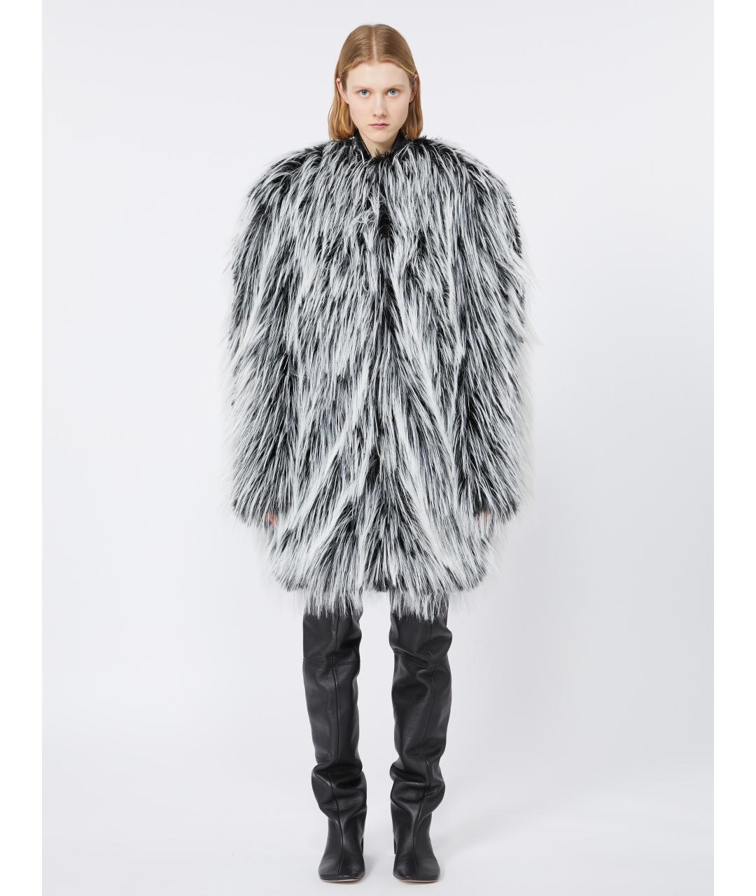 SPORTMAX Серая полиэстеровая шуба, фото 3