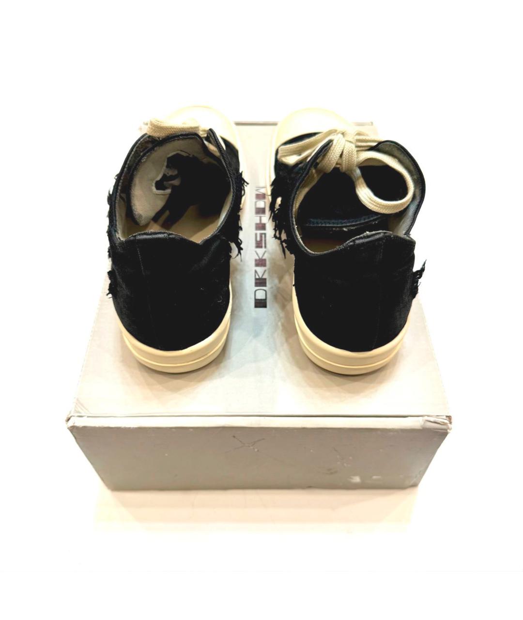 RICK OWENS Черные текстильные низкие кроссовки / кеды, фото 4