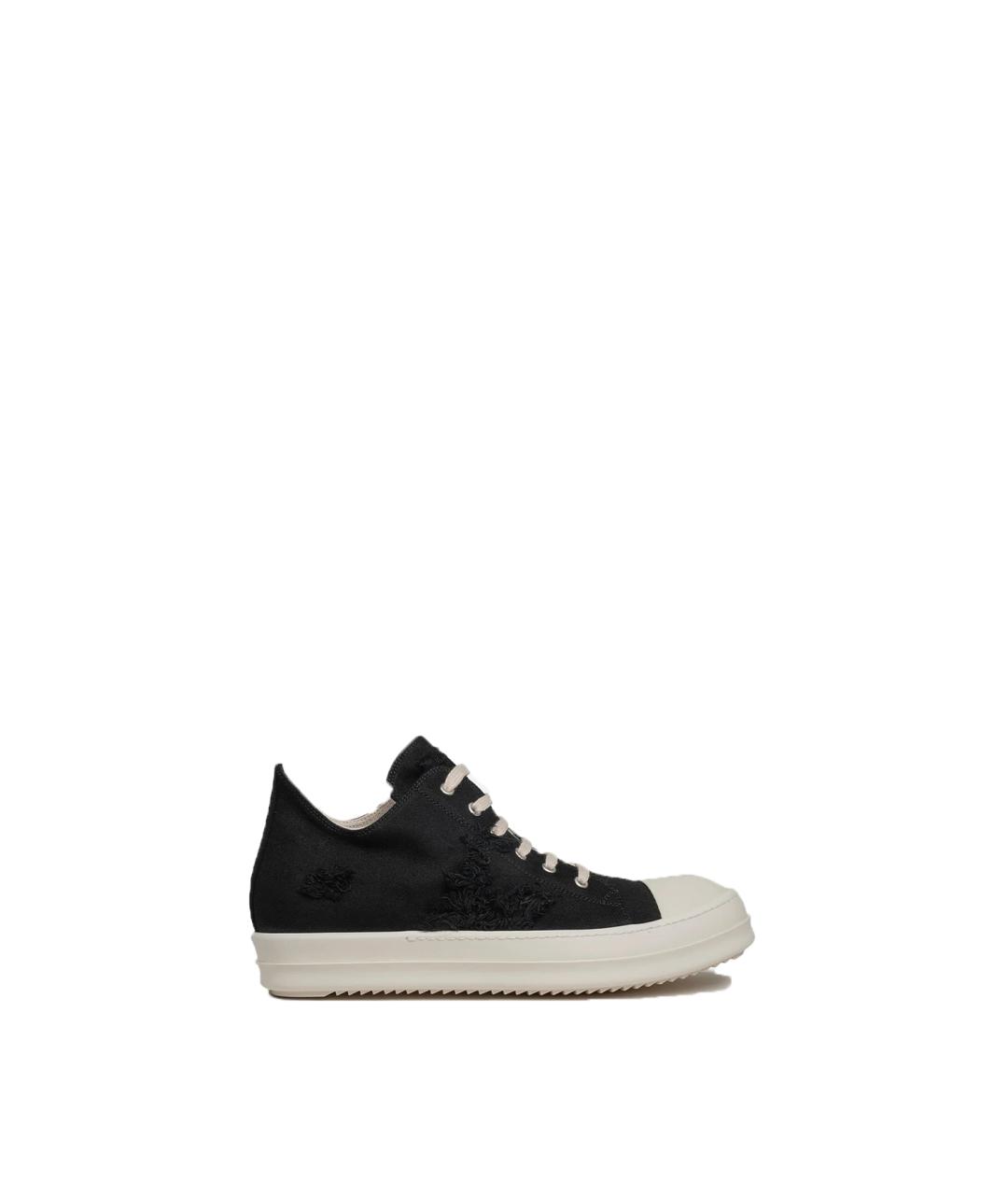 RICK OWENS Черные текстильные низкие кроссовки / кеды, фото 10