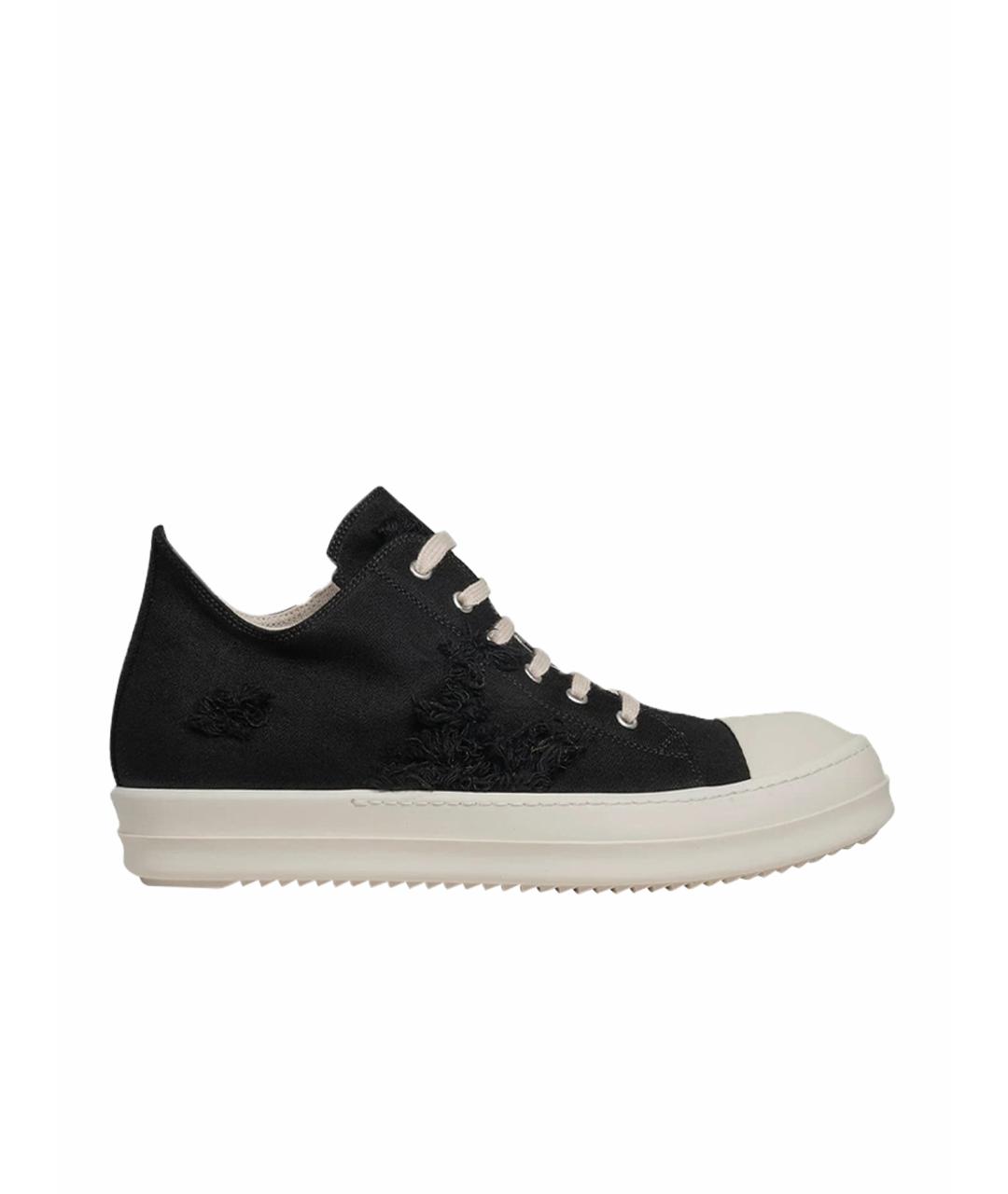 RICK OWENS Черные текстильные низкие кроссовки / кеды, фото 1