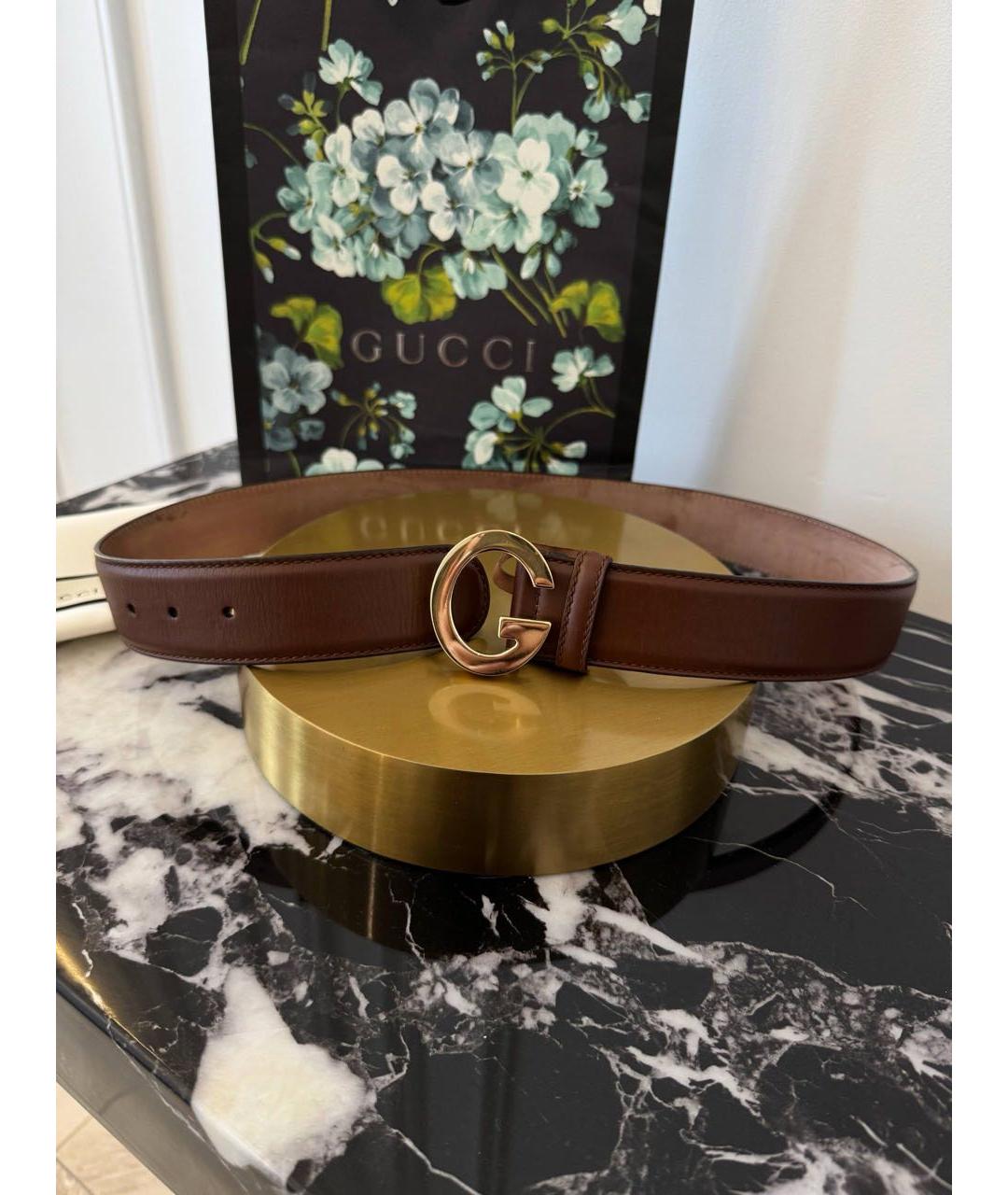 GUCCI Коричневый кожаный ремень, фото 8