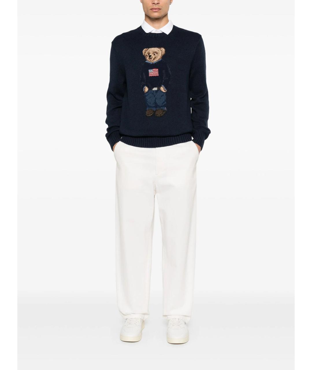 POLO RALPH LAUREN Синий хлопковый джемпер / свитер, фото 2