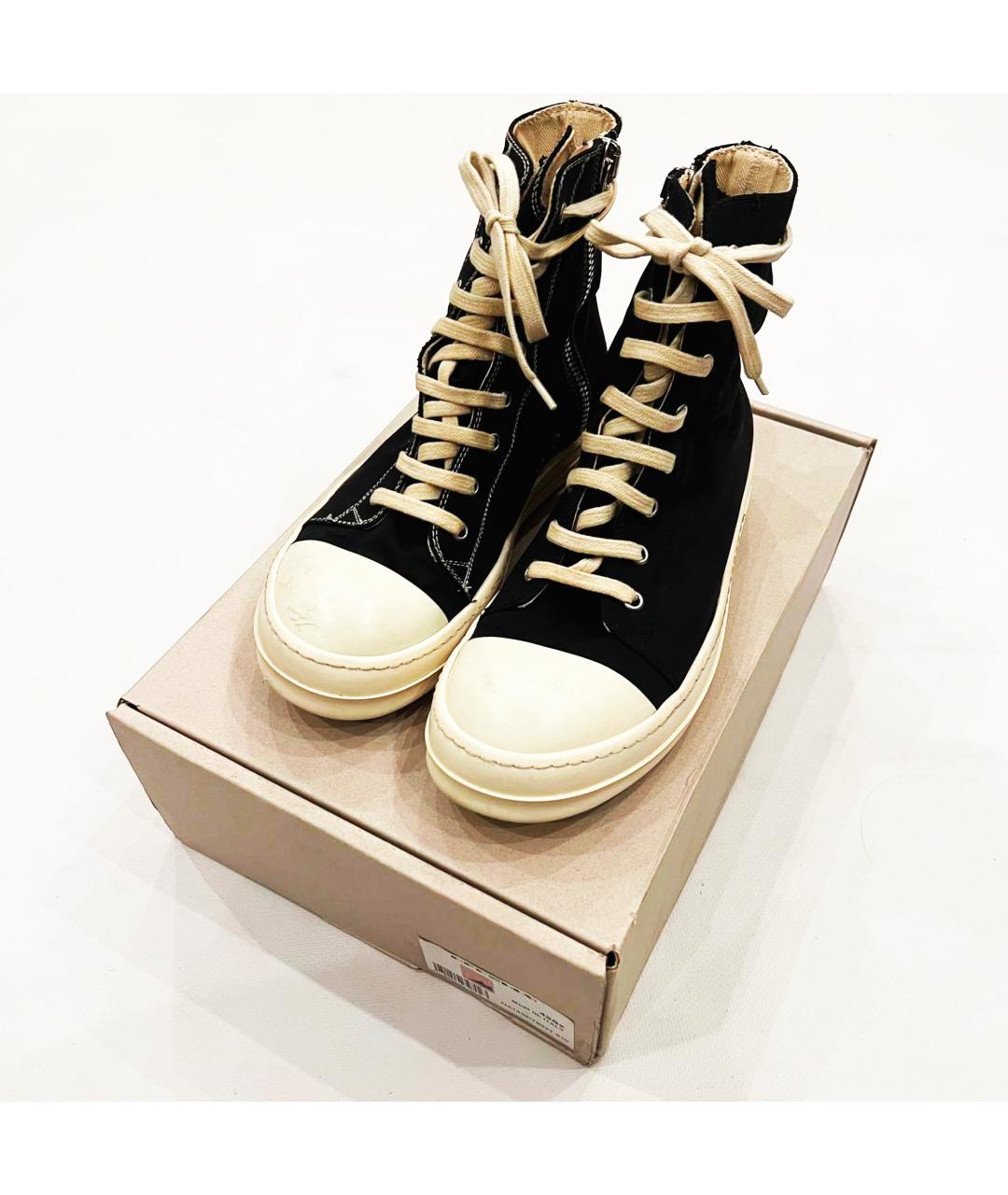 RICK OWENS Черные высокие кроссовки / кеды, фото 2