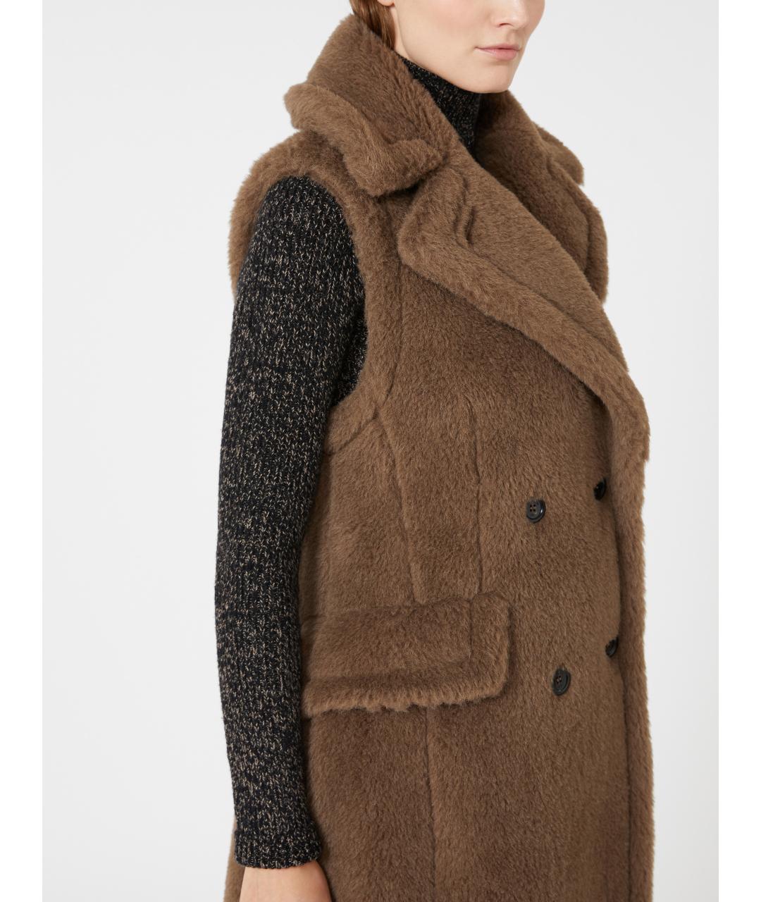 MAX MARA Коричневый шерстяной жилет, фото 5