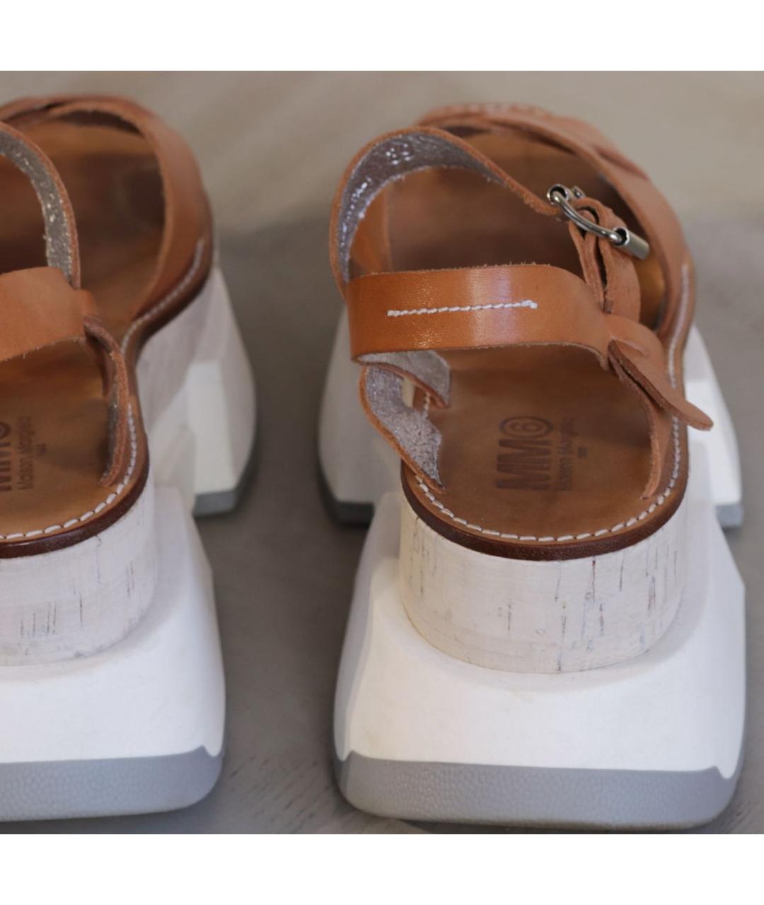 MM6 MAISON MARGIELA Коричневые кожаные сандалии, фото 7