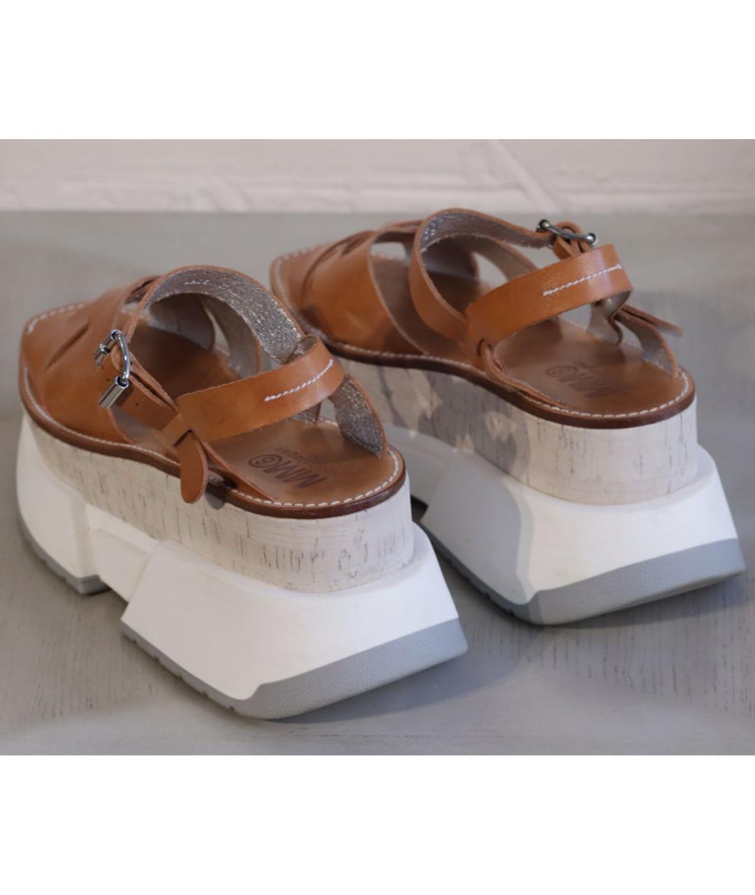 MM6 MAISON MARGIELA Коричневые кожаные сандалии, фото 6