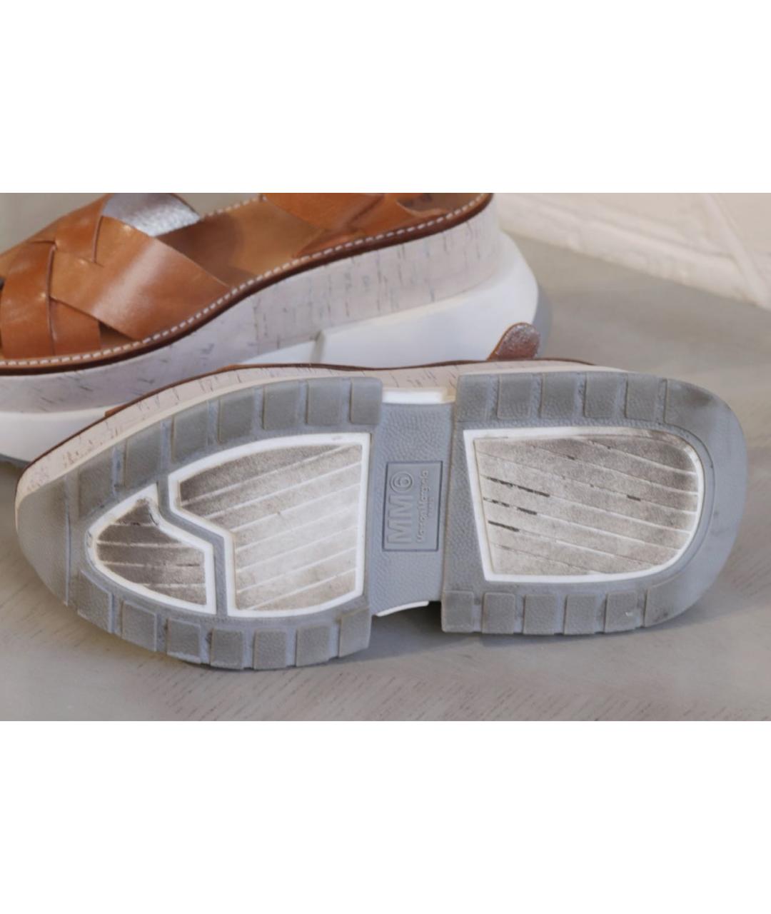MM6 MAISON MARGIELA Коричневые кожаные сандалии, фото 8