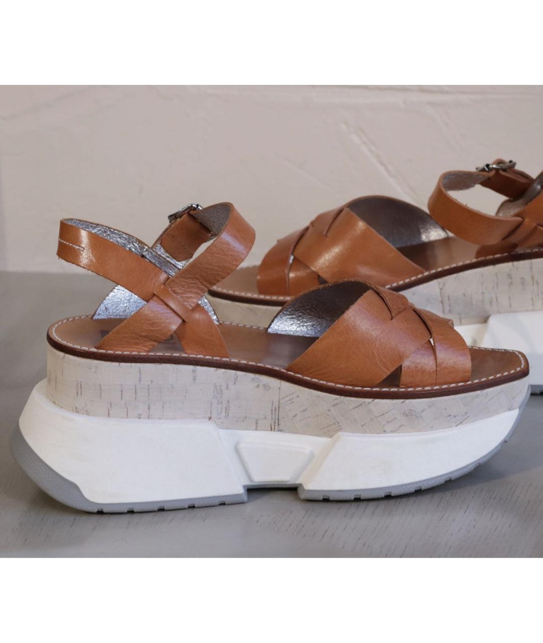 MM6 MAISON MARGIELA Коричневые кожаные сандалии, фото 2