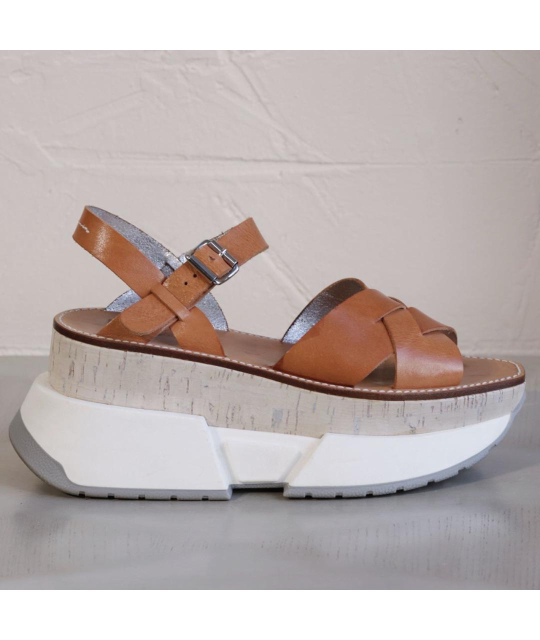 MM6 MAISON MARGIELA Коричневые кожаные сандалии, фото 5
