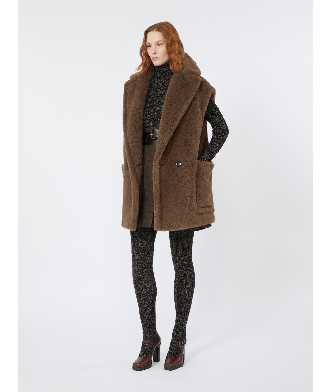 MAX MARA Коричневый шерстяной жилет, фото 2