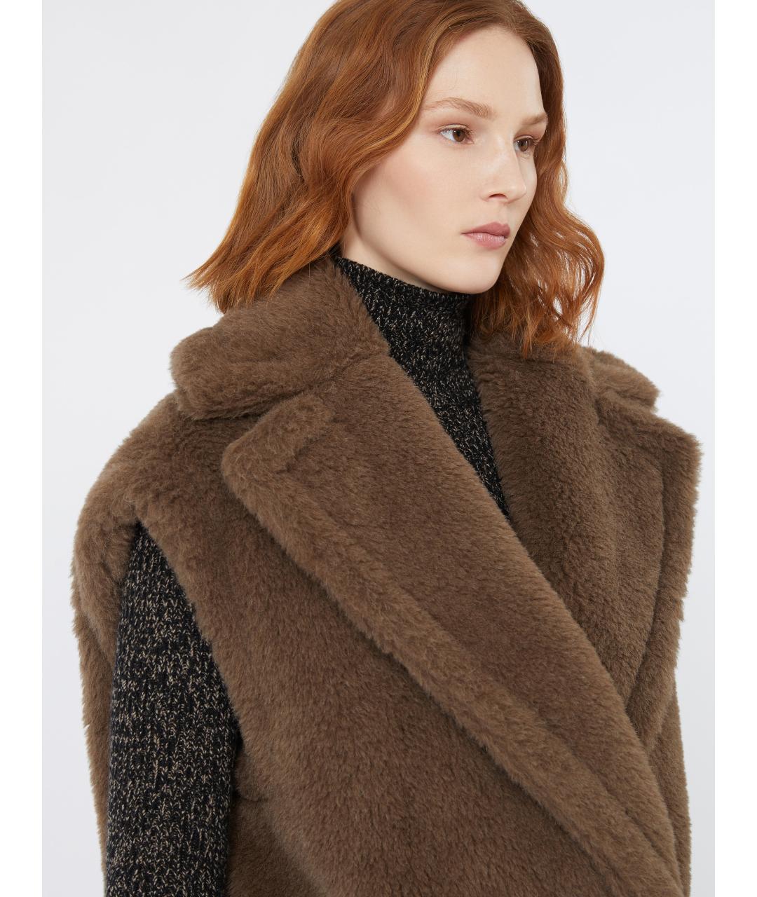 MAX MARA Коричневый шерстяной жилет, фото 5