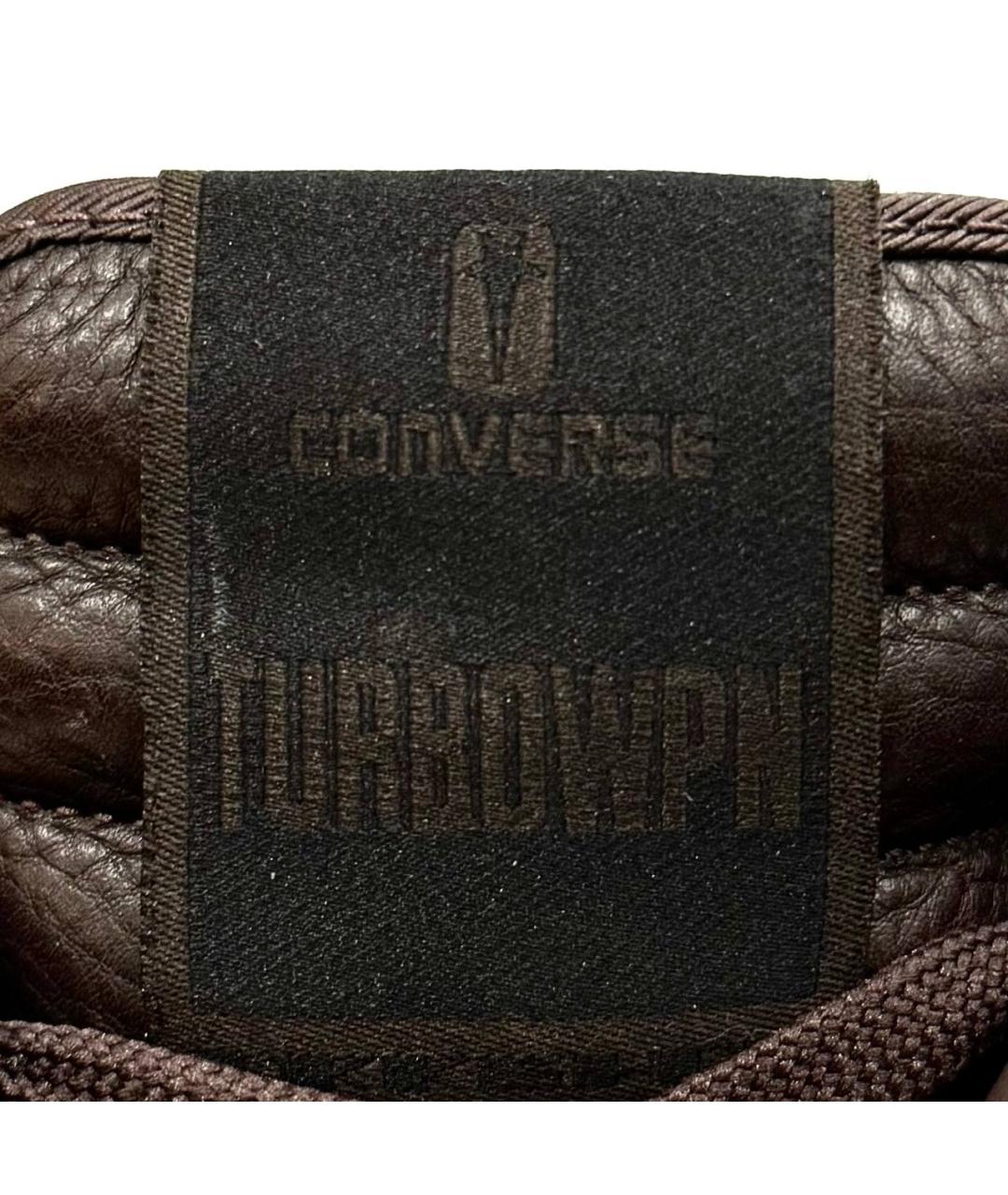 RICK OWENS Коричневые кожаные высокие кроссовки / кеды, фото 6
