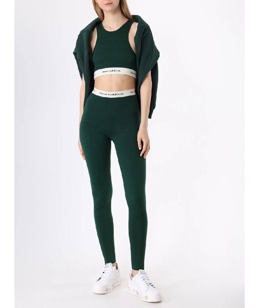 SPORTY AND RICH Черные вискозные леггинсы и велосипедки, фото 5