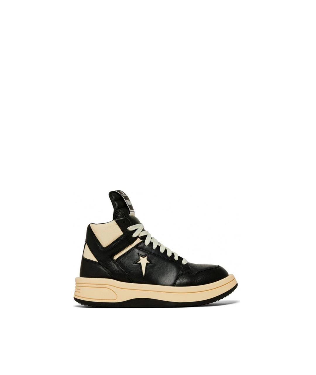 RICK OWENS Черные кожаные высокие кроссовки / кеды, фото 10