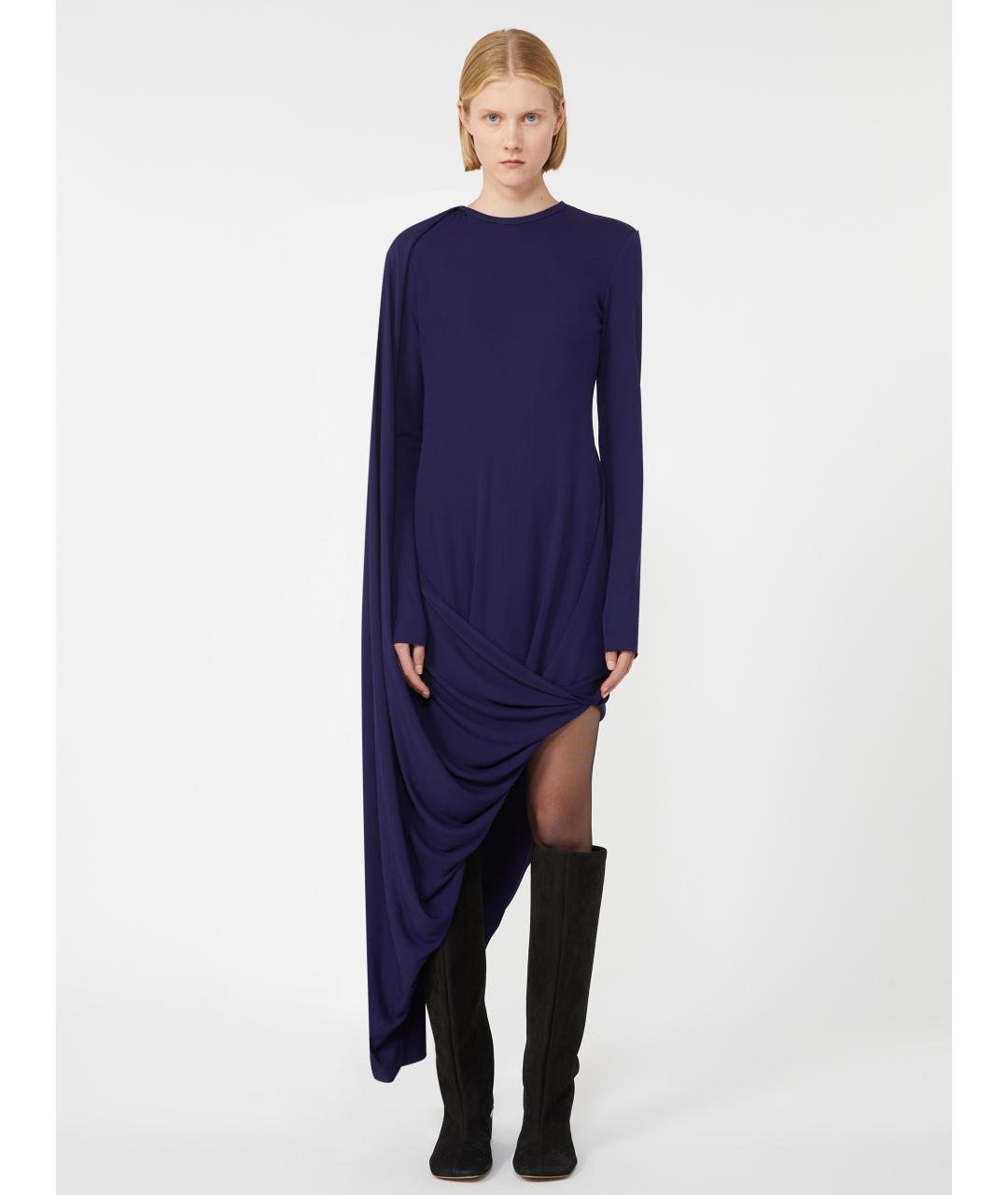 SPORTMAX Темно-синее вискозное платье, фото 3