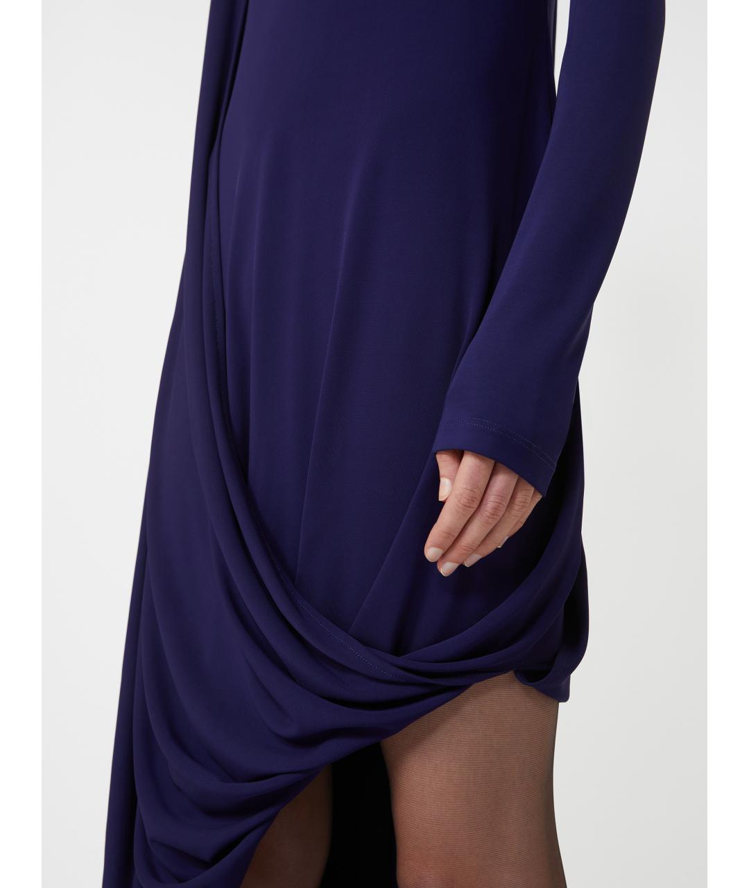 SPORTMAX Темно-синее вискозное платье, фото 5