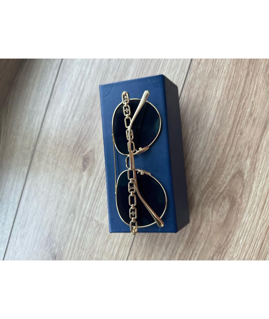 LOUIS VUITTON Золотые металлические солнцезащитные очки, фото 3