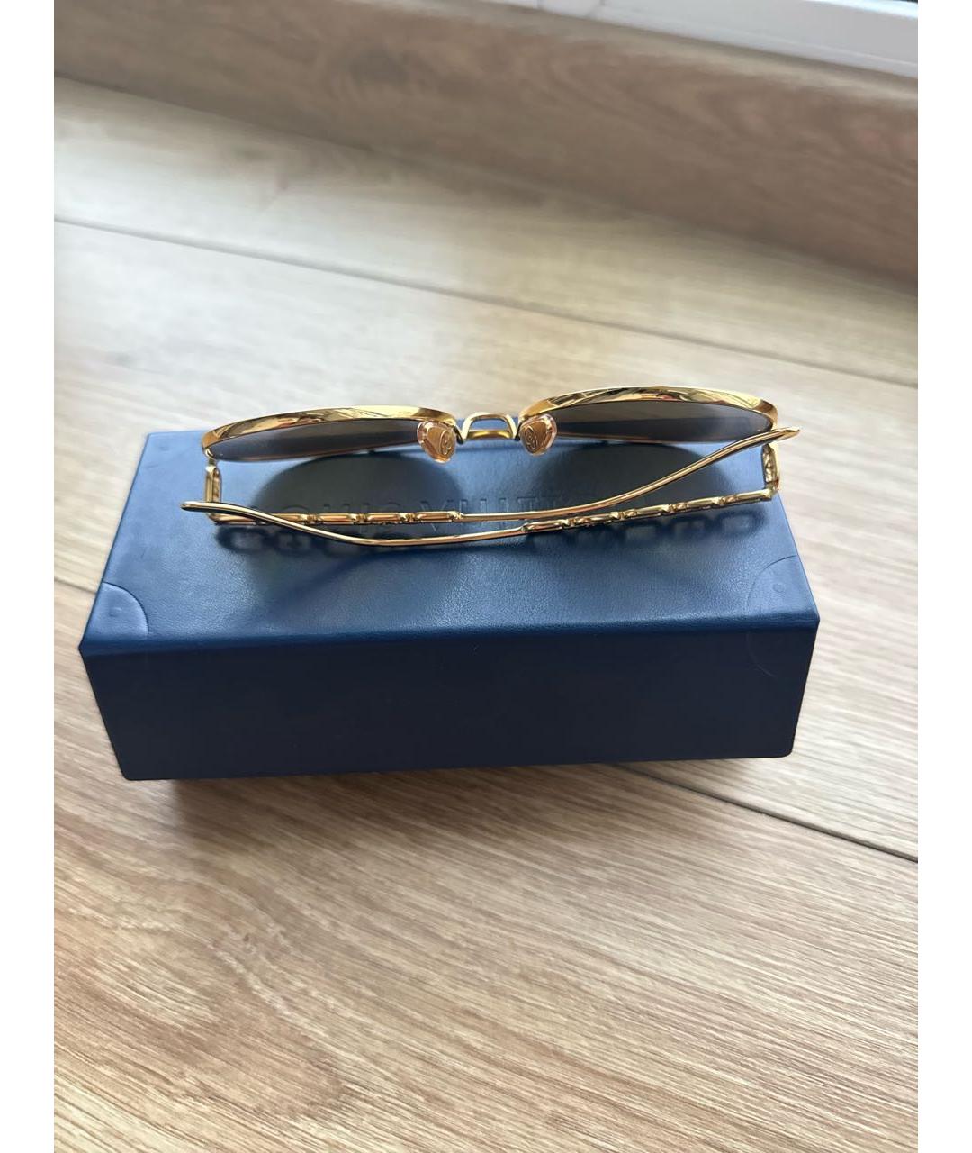 LOUIS VUITTON Золотые металлические солнцезащитные очки, фото 4