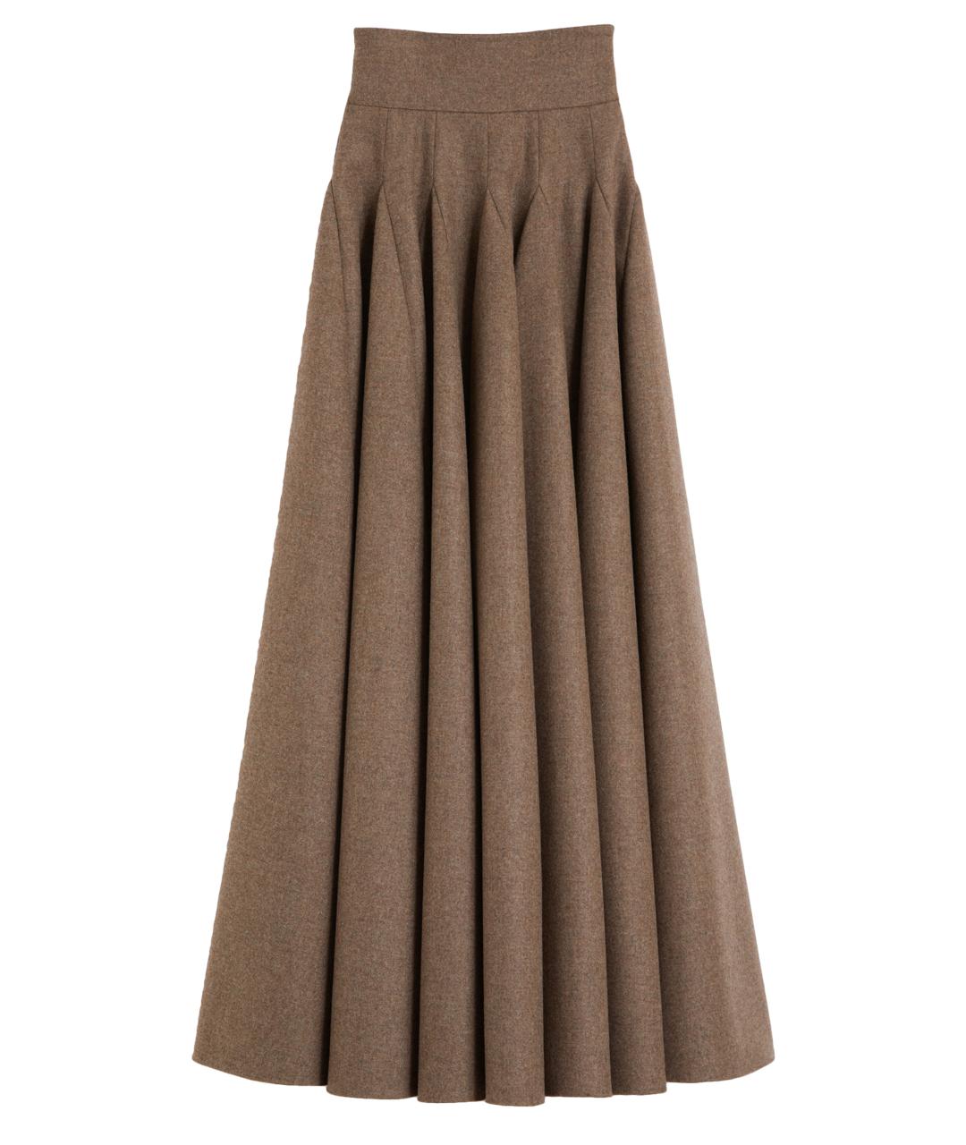 MAX MARA Коричневая шерстяная юбка макси, фото 1