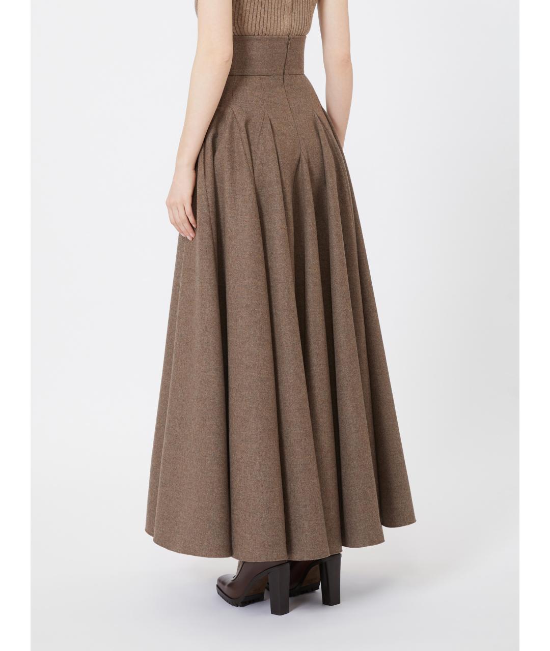 MAX MARA Коричневая шерстяная юбка макси, фото 4