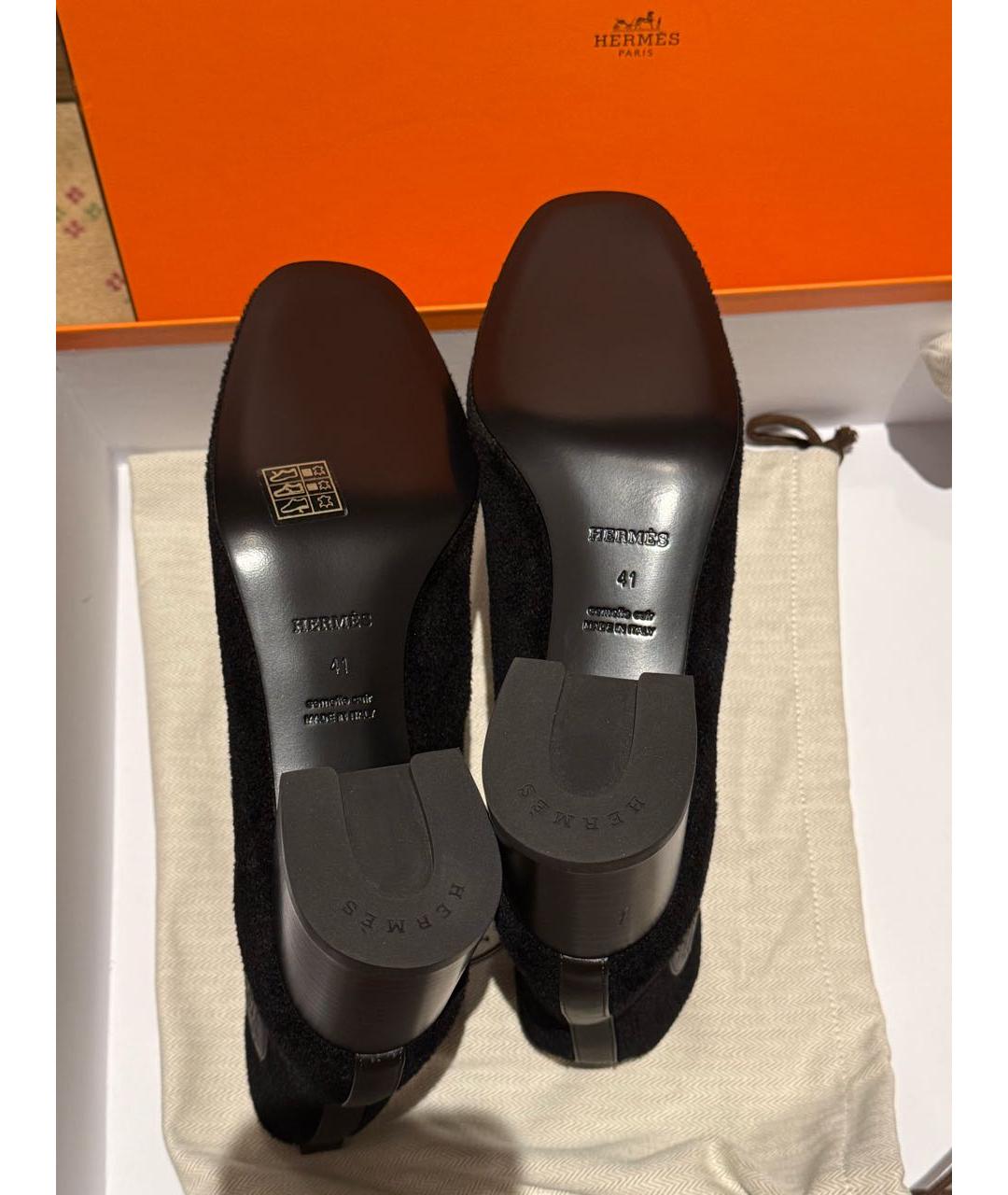 HERMES Черные текстильные ботильоны, фото 6